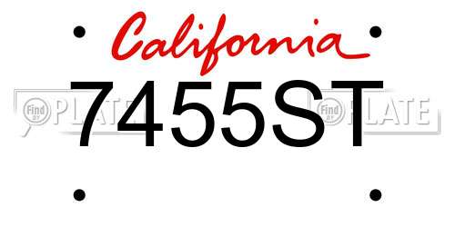 7455ST California License Plate