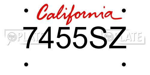 7455SZ California License Plate
