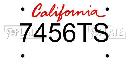 7456TS California License Plate