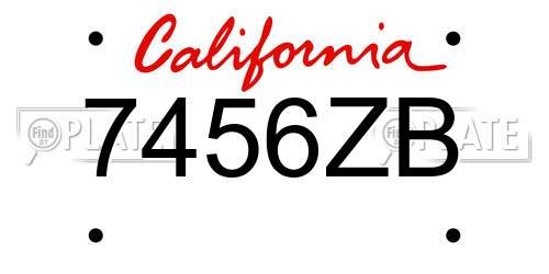 7456ZB California License Plate