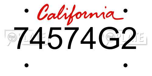 74574G2 California License Plate