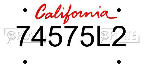 74575L2 California License Plate