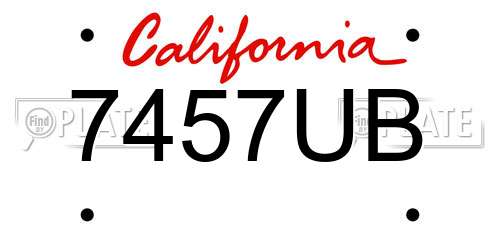 7457UB California License Plate