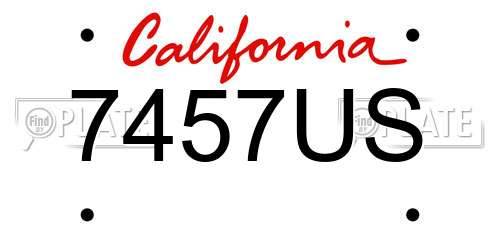 7457US California License Plate