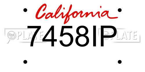 7458IP California License Plate