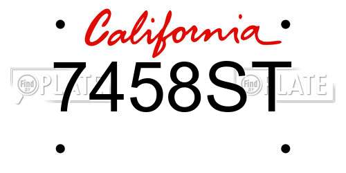 7458ST California License Plate
