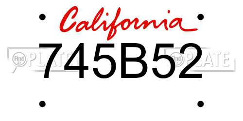 745B52 California License Plate