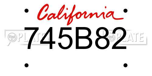 745B82 California License Plate