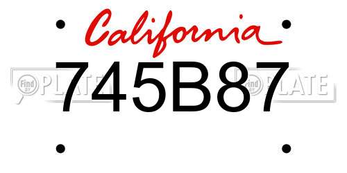 745B87 California License Plate
