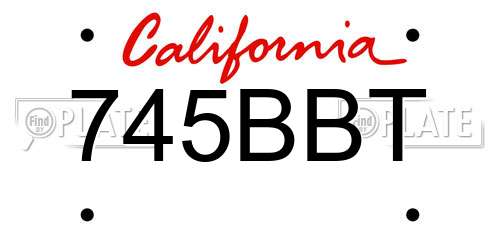 745BBT California License Plate