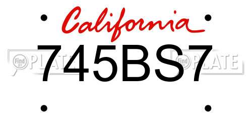 745BS7 California License Plate