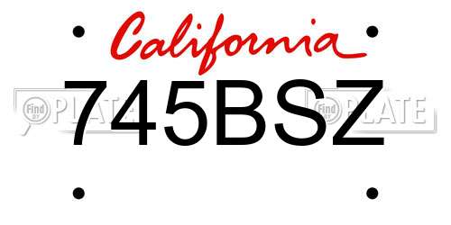 745BSZ California License Plate