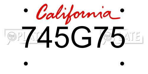 745G75 California License Plate