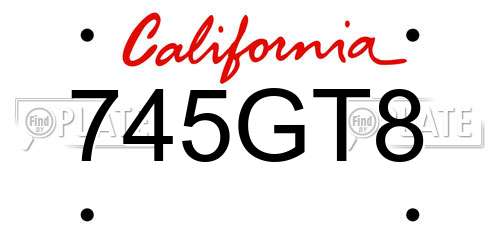 745GT8 California License Plate