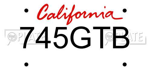 745GTB California License Plate