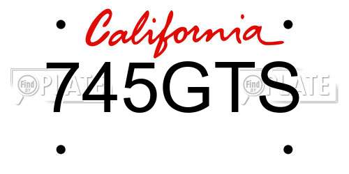 745GTS California License Plate