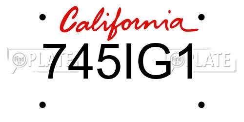 745IG1 California License Plate