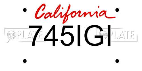 745IGI California License Plate