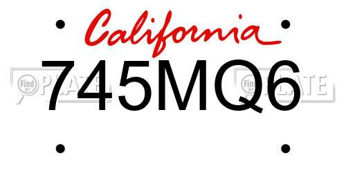 745MQ6 California License Plate