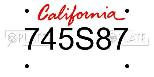 745S87 California License Plate