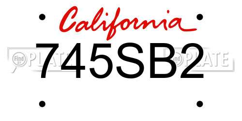 745SB2 California License Plate