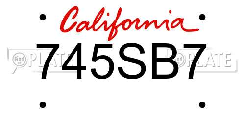745SB7 California License Plate
