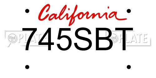 745SBT California License Plate