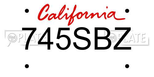 745SBZ California License Plate