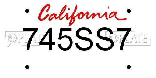 745SS7 California License Plate