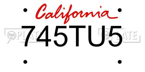 745TU5 California License Plate