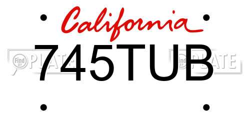 745TUB California License Plate