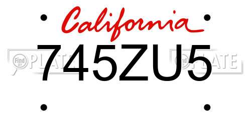 745ZU5 California License Plate