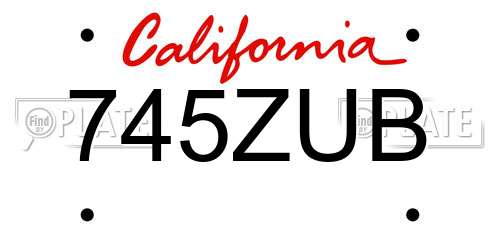 745ZUB California License Plate