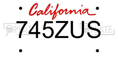 745ZUS California License Plate