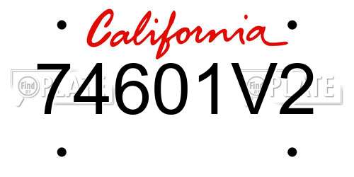 74601V2 California License Plate