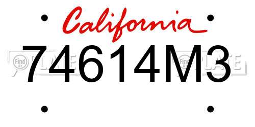 74614M3 California License Plate