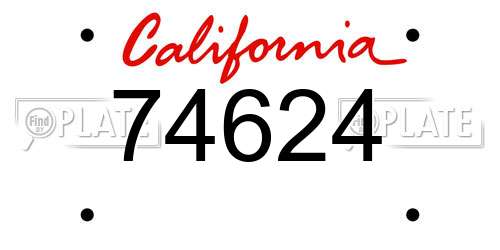 74624 California License Plate