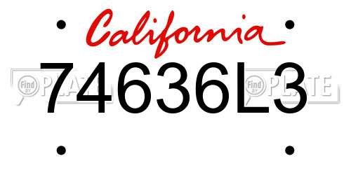 74636L3 California License Plate
