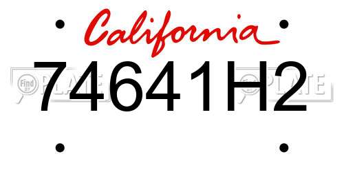 74641H2 California License Plate
