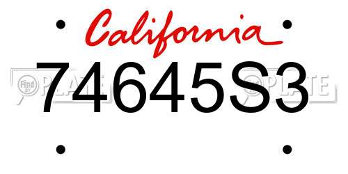 74645S3 California License Plate