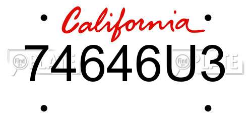 74646U3 California License Plate