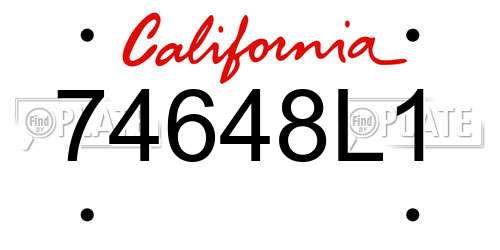 74648L1 California License Plate