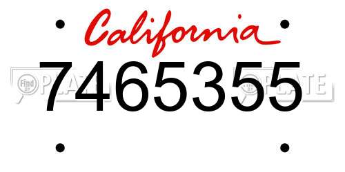7465355 California License Plate