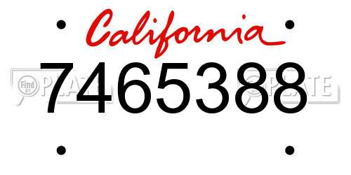 7465388 California License Plate