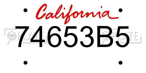74653B5 California License Plate
