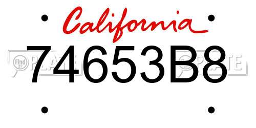 74653B8 California License Plate