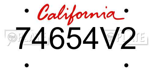 74654V2 California License Plate