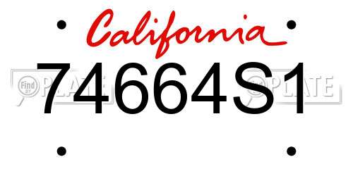 74664S1 California License Plate
