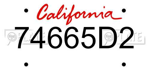 74665D2 California License Plate
