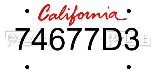74677D3 California License Plate